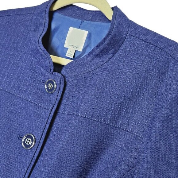 Halogen NWT Blazer Jacket Blue Button Up Closure Cotton Workwear Office size XL - Picture 3 of 12
